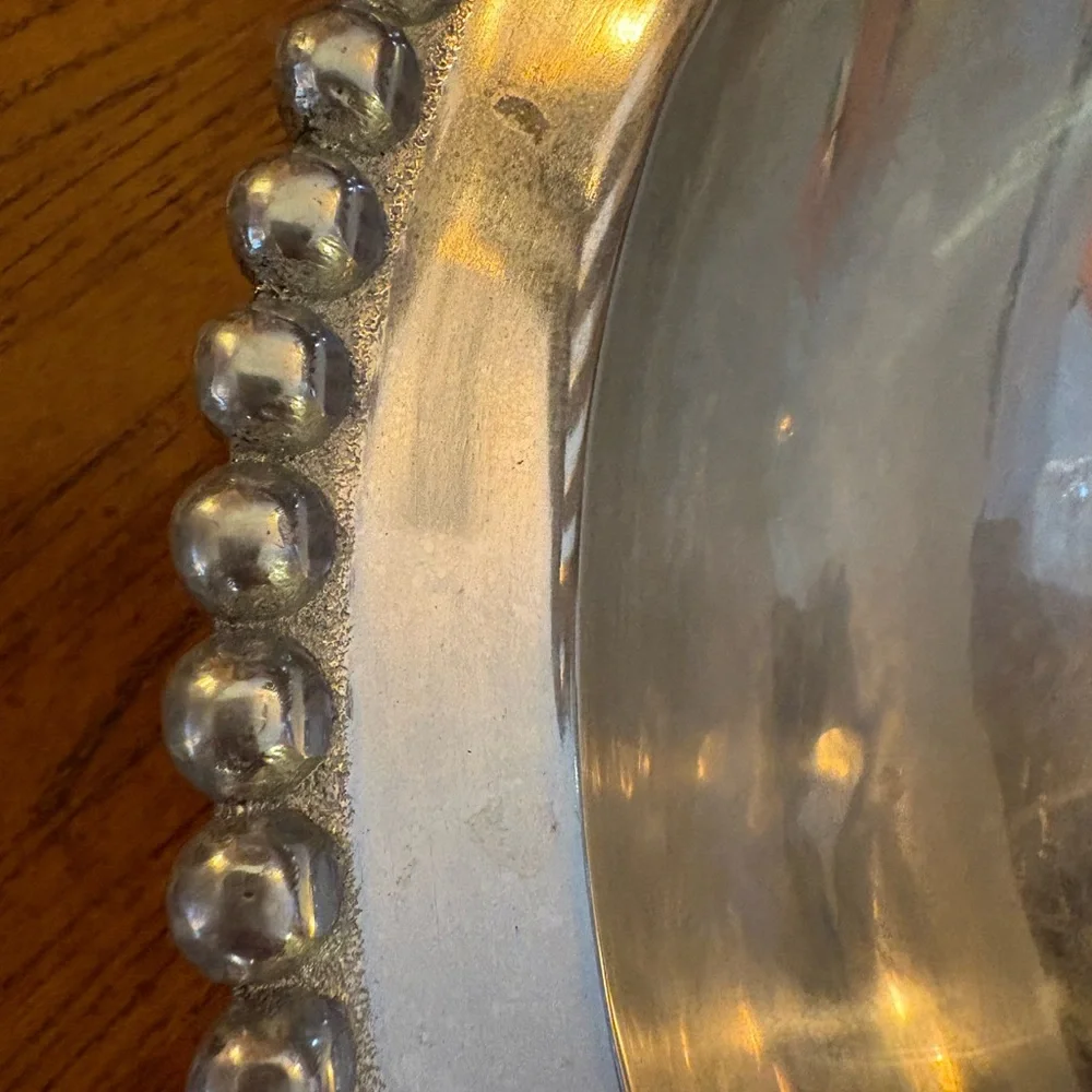 Mariposa Beaded Aluminum Bowl 11” Serving Bowl Made in Mexico Handcrafted